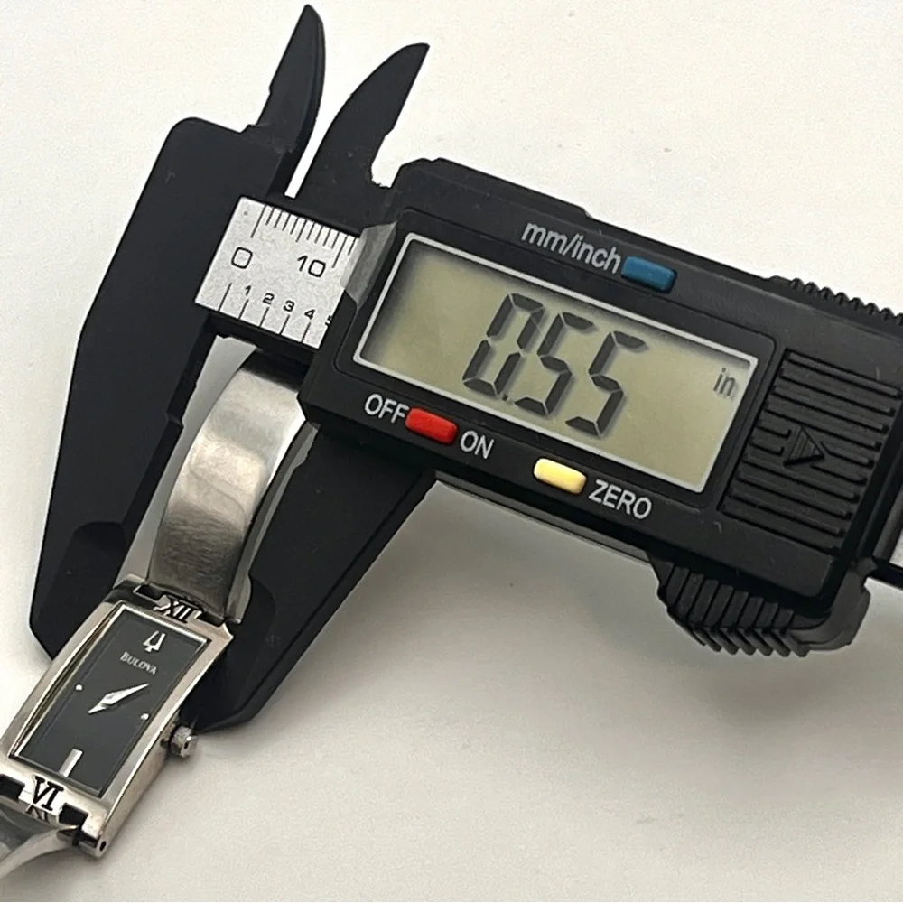 Bulova Womens Watch Silver Tone Rectangle Black Dial 6.25" New Battery - Picture 9 of 14